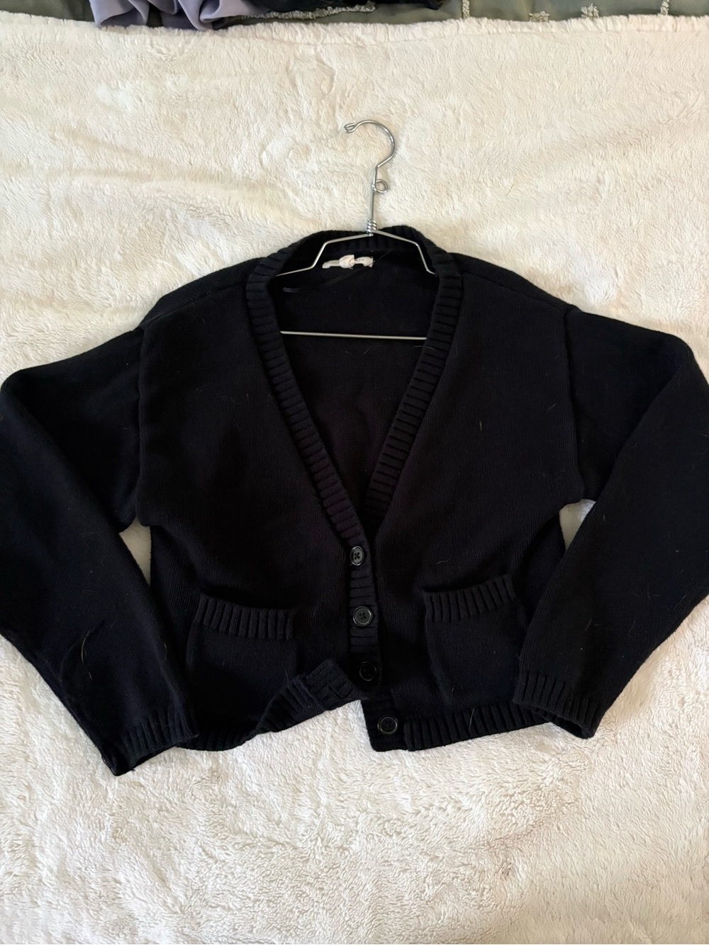 La Hearts Black V-Neck Button Front Cardigan